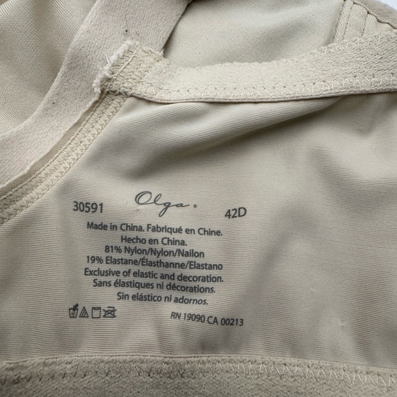 Olga Bra 30591 42D Nude Wireless Mesh-Lined Lace Cup Support Comfort - Picture 11 of 12